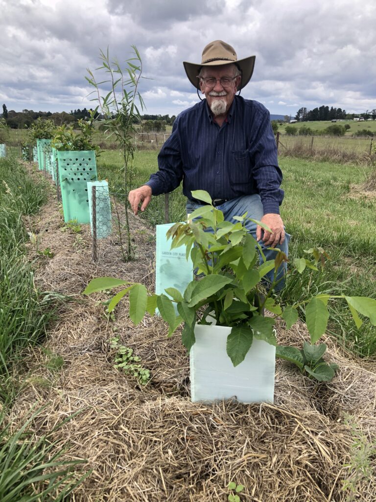 Ray South with trees he has planted.